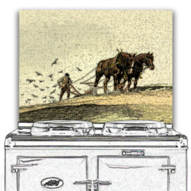 Man Ploughing Field - Dawn
